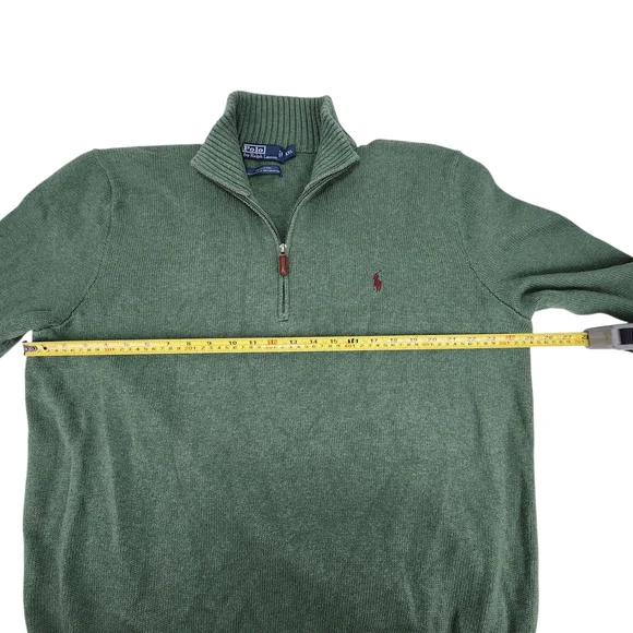 Polo Ralph Lauren Men's XXL Green 1/2 Zip Pullover Cotton Sweater Pony Logo - Picture 11 of 12